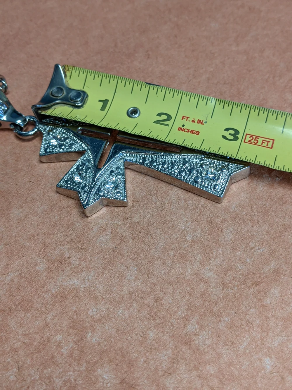 Men's Heraldic Or Fleur-De-Lis Style Cross Pendant Stainless SteelUsed Like New